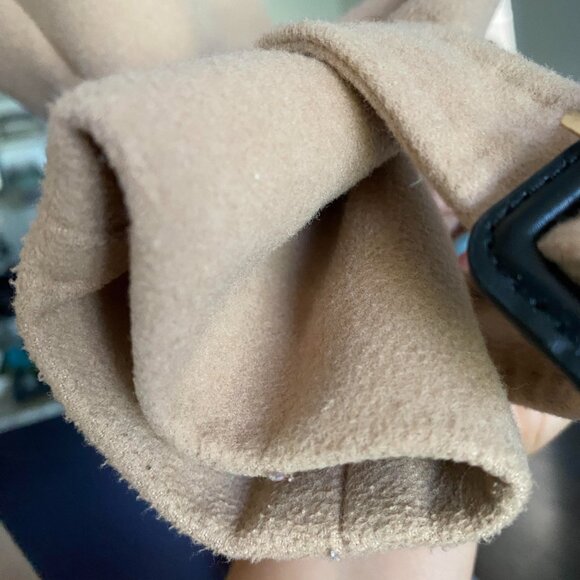 EVER NEW Tan Long Line Felt Wool Like Double Breast Belted Trench Coat Size 6 - Picture 10 of 10